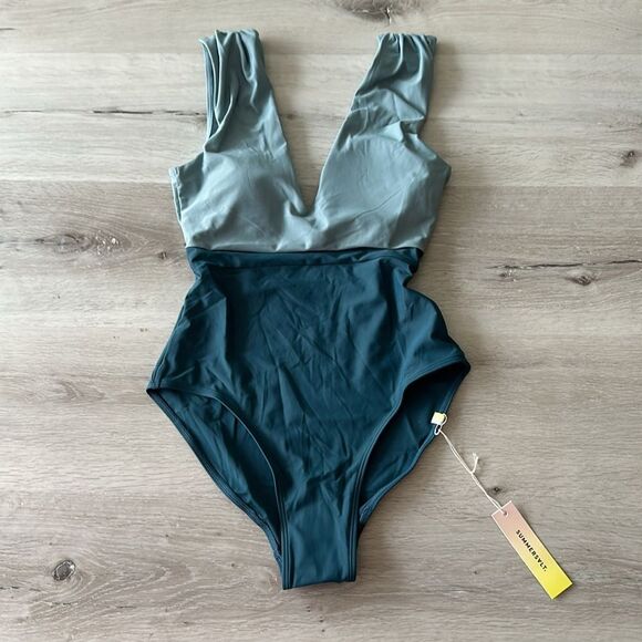 Summersalt The Ruched Backflip Bay/Sea Spray 2 NWT IN PACKAGE - Picture 4 of 11